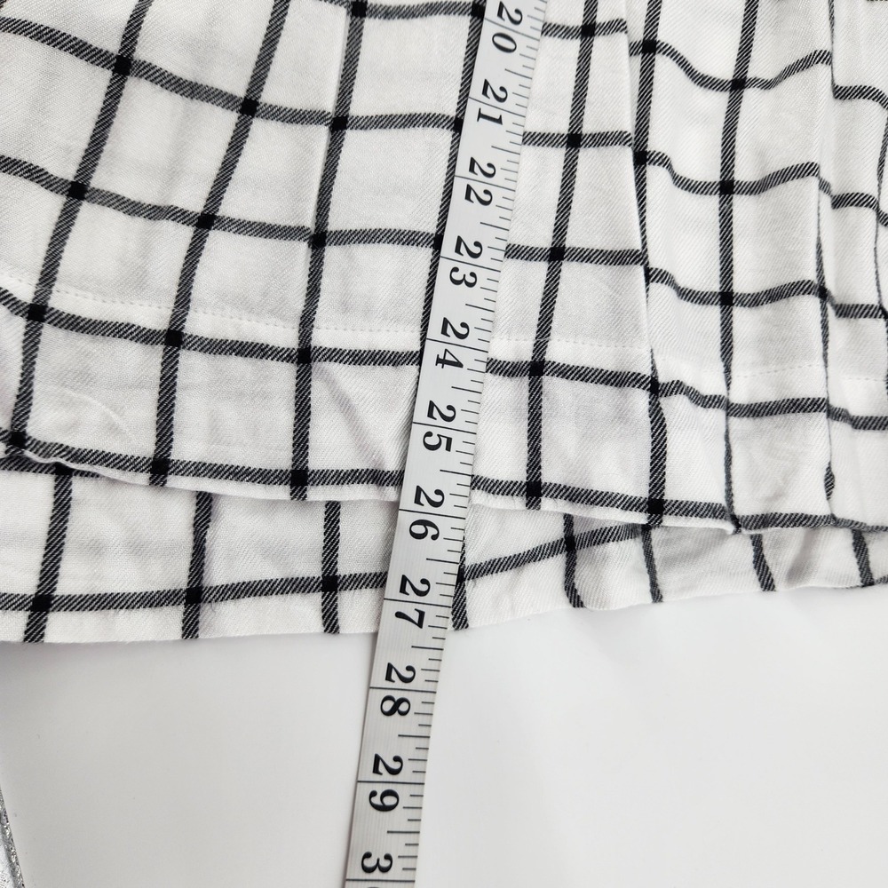 Wrangler Women's White Black Plaid Peasant Top Blouse 3/4‎ Sleeve Medium - Picture 6 of 6